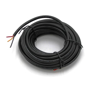 A coiled 3-Core 18 AWG PVC Electrical Wire, featuring black, red, and yellow exposed ends secured with plastic ties, is displayed on a white background.