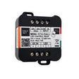 The MINI-1CV-DALI is a black and white Miniature 1-Channel LED Dimmer with DALI, featuring screw terminals, a QR code, and input/output details—an ideal DALI2 protocol lighting control solution.