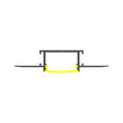 A simple black and yellow line drawing of the 1.1″ Ceiling/Wall Mud-In Recessed Linear LED Lighting Profile, Model Montana, shows its rectangular aluminum channel with extended horizontal flanges. The lower curved section—ideal for ceiling illumination—is highlighted in yellow against a white background.