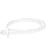 The White IP44/IP66 Neon Flexible LED Light Line (24V) ~ Flex Ultra Slim Series is a coiled ultra slim LED strip with soft, glowing bulbs, shown on a white background.