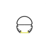 A simple cross-sectional diagram of the 1.1" Oval Wardrobe Rail Lighting LED Channel (Model Oval20) shows a circular aluminum profile with an inner structure, outlined in dark gray and a small yellow segment at the bottom center on a white background.
