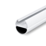 A close-up of the 1.1" Oval Wardrobe Rail Lighting LED Channel (Model Oval20), a silver aluminum extrusion with an open channel, ideal as a modern LED wardrobe profile or clothes rail for structural framing uses.