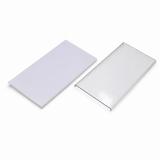 Two rectangular plastic sheets designed as diffusers for PLW80N, RPLW80, RPLW80-FL, and Alu-Triangle series profiles are displayed on a white background—one with a solid white, opaque finish serving as a diffuser and the other with a transparent surface allowing clear visibility through it.
