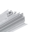 Close-up of the 2" Recessed Easy-Mounting LED Strip Channel (Model Phil.v2 Recessed) with multiple grooves and ridges, ideal for recessed LED strip installations, shown against a plain white background.