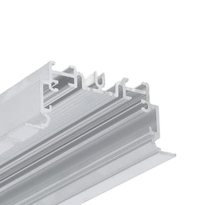 Close-up of the 2" Recessed Easy-Mounting LED Strip Channel (Model Phil.v2 Recessed) with multiple grooves and ridges, ideal for recessed LED strip installations, shown against a plain white background.