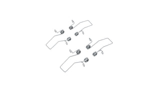 Four Spring Holders for Phil.v2 Recessed Profile—steel, coiled tension springs with extended wire arms—are arranged on a white background. Each holder features a looped coil center and angled wire ends.