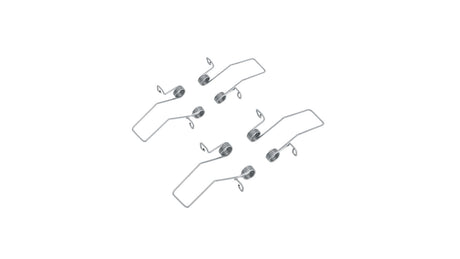 Four Spring Holders for Phil.v2 Recessed Profile—steel, coiled tension springs with extended wire arms—are arranged on a white background. Each holder features a looped coil center and angled wire ends.