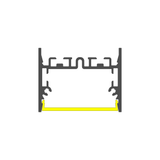 Cross-section diagram of a black 1.73″ Suspended/Surface Mount LED Channel ~ Model Pixel33-01 with a yellow highlighted segment along the bottom edge, all on a white background.