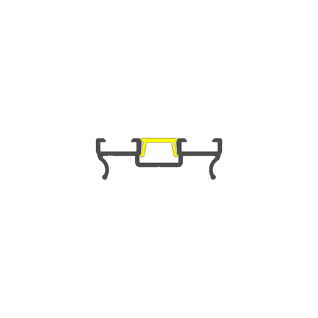 Cross-section diagram of a gray Complementary Profile ~ Model Pixel33-03 aluminum profile with a central yellow insert.