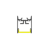 Cross-section of a 1″ Suspended/Surface Mount LED Channel ~ Model Pixy20-01 featuring a yellow diffuser strip at the bottom.