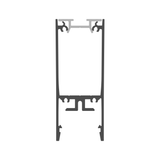 Technical drawing of a cross-section of the 1″ Suspended/Surface Mount LED Channel, Model Pixy20-02, shown in black with internal cavities and grooves, depicted against a white background.