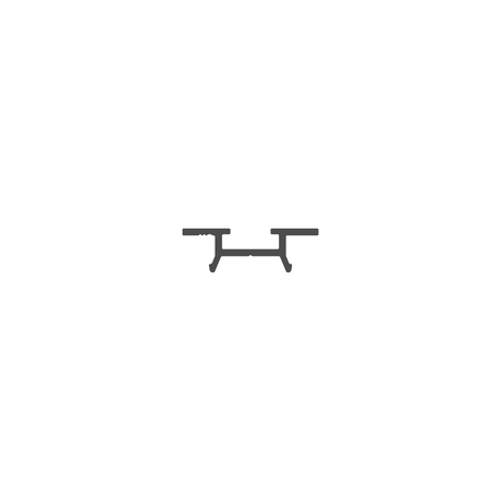 Minimalist black line drawing of a drone with four propellers, shown from the front and centered on a plain white background, evoking the sleek design of the Complementary Profile ~ Model Pixy20-03, reminiscent of suspended linear luminaires or an aluminum profile often featured in architectural lighting.