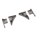 Two gray End Caps for Pula P10 Profile, 3D-printed in PETG and featuring rectangular shapes with triangular, curved supports and notches, are displayed against a white background.