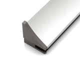 A close-up of a metallic End Cap for Pula P10 Profile, rectangular with a sloped end, set against a white background.