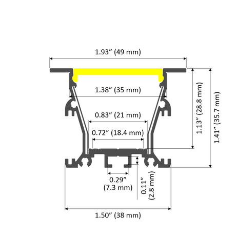 Recess LED Strip Channel ~ Model RPL35-FL [Profile Only] - Wired4Signs USA - Buy LED lighting online