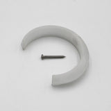 A Mounting Clip for 2.56" Round Profiles, featuring a white semi-circular plastic body and a silver screw, is shown on a plain white background.