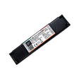 A rectangular black Slimline 1-Channel Constant Current LED Dimmer with LensVector, model SLIM-1CC-CASAMBI-LV, featuring a white label with specs and barcode, used for Casambi lighting assemblies.