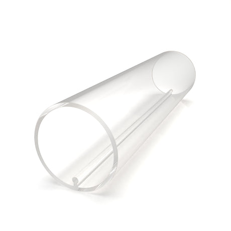 A 1.50″ Clear Round Acrylic LED Tube ~ Model Sierra38 Clear, featuring a clear, round acrylic diffuser tube with an internal channel running along the bottom.
