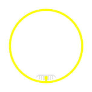A vivid yellow circle on white showcases the 2.56 Round Acrylic LED Lighting Tube (Model Sierra65), featuring a small gray, comb-like element at the bottom center, evoking its unique modern lighting tube design.