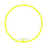 A vivid yellow circle on white showcases the 2.56 Round Acrylic LED Lighting Tube (Model Sierra65), featuring a small gray, comb-like element at the bottom center, evoking its unique modern lighting tube design.