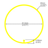 The Sierra65 is a yellow, UV-stable acrylic lighting tube with a 61.4 mm (2.417) inner diameter, 65 mm (2.56) outer diameter, and 6.29 mm (0.25) thickness—ideal as an LED diffuser tube or for other lighting applications.