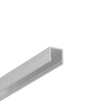 The Miniature Surface Mount LED Channel ~ Model Smart10 is a long, silver, rectangular aluminum profile with a hollow center, perfect for interior lighting or as an LED channel, displayed on a white background.