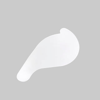 A translucent, wing-shaped patch with smooth edges is shown on a solid light gray background, illustrating the seamless finish typically achieved using the Spackle Mounting Tool for Smooth12 Profile.