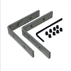 Two L Brackets for TL-401 Profile, an Allen wrench, and ten black set screws are displayed on a white background. The brackets feature multiple pre-drilled holes; bulk pricing is offered for large orders.