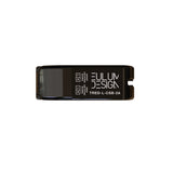 The Casambi Single Channel Long-Range Wireless Trailing Edge Dimmer (Eulum TRED-CSB-2A-XSF), a rectangular black device with white branding, provides wireless smart LED dimming for modern lighting; shown against a white backdrop.