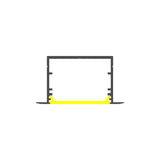 A simple black outline shows the 1.3” Deep-Section Recessed LED Channel (Model Vario30-07) with a highlighted yellow base on a white background, depicting a technical cross-section for indoor lighting use.