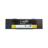 The EnoLED XRD Series Super Compact Dimmable Class 2 LED Driver (24V) features yellow-labeled Output/Input sections, a UL certification mark, and Made in Israel text on its black front panel—ideal for reliable dimmable LED applications.