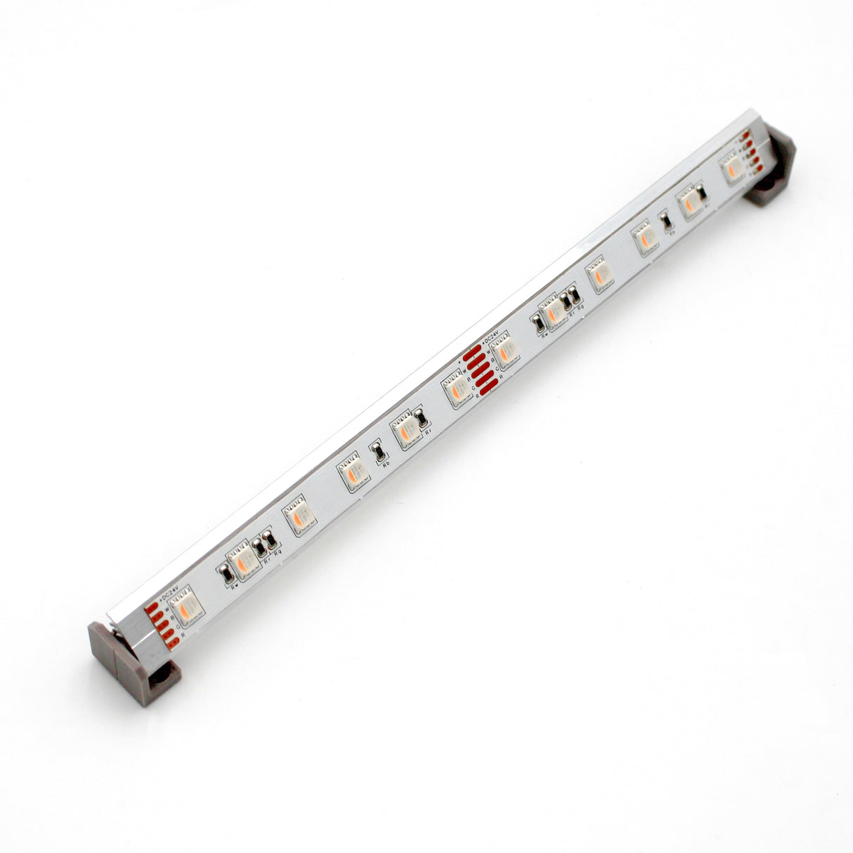 A close-up of the Surface Mount for Yukon Profile, a silver linear LED light strip on small brown brackets, displayed on a white background—perfect for mounting Yukon profiles.