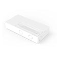 A rectangular white junction box with rounded edges and knockouts, featuring a clear labeled panel—perfect for installing the Dual Channel 0-10V Dimmer for CCT Lights ~ Zero System to control tunable-white LED strips.