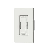 The Dual Channel 0-10V Dimmer for CCT Lights ~ Zero System is a white, wall-mounted dimmer with a rectangular paddle and indicator lights, offering precise control of tunable-white LEDs, shown on a plain white background.