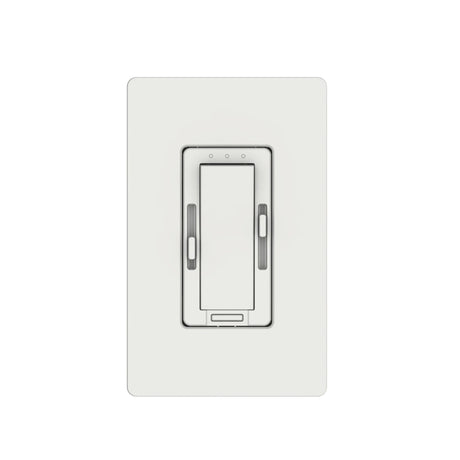 The Dual Channel 0-10V Dimmer for CCT Lights ~ Zero System is a wall-mounted dimmer switch with central sliding control, perfect for adjusting brightness of tunable-white LED strips.