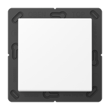 A Casambi 2-Channel Wireless Radio Transmitter (Jung BLE A 590) features a white square light switch with wireless control, mounted on a black square base, viewed from above, marked OBEN and TOP at the top edge.