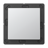 The Casambi 2-Channel Wireless Radio Transmitter, Model Jung BLE A 590, is a square white light switch with a black mounting frame labeled OPEN, TOP, and technical markings. This minimalist switch features Bluetooth Low Energy technology.