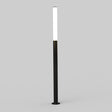 The LED Bollard Post features a tall, slim design with a black base and lower half, and a glowing white upper half. Set against a light gray background, it’s ideal for stylish outdoor illumination.