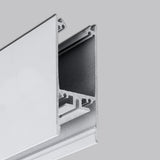A close-up of the Pixy20-02, a 1″ Suspended/Surface Mount LED Channel, showcasing its intricate silver aluminum extrusion profile against a plain gray background.