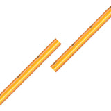 Two segments of an Ultra-Thin Flexible COB IP20 High CRI LED Strip (24V) ~ EnoLed Micro Series, featuring a continuous yellow light-emitting surface and copper-colored backing marked +24V.