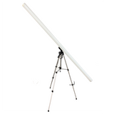 The S65 Tripod Mount—a portable accessory for Smokies65 & Sierra65 LED tubes—stands angled on a silver tripod against a plain white background, showcasing its sleek, versatile design for stage lighting setups.