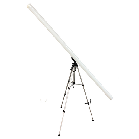 The S65 Tripod Mount—a portable accessory for Smokies65 & Sierra65 LED tubes—stands angled on a silver tripod against a plain white background, showcasing its sleek, versatile design for stage lighting setups.
