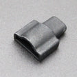 A small, black, rectangular Endcap for Optimum Black Neon Max with a curved top and an open end rests on a smooth, gray surface.