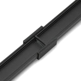 Close-up of the black Linear Connector for SL7 Profile, showing its central linear connector and highlighting the detailed attachment mechanism.