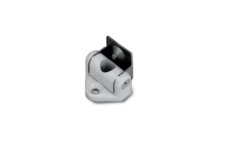 White plastic Tilting Bracket for LED profiles, featuring an adjustable-angle mounting design with a central pivoting hinge and a metal attachment plate.