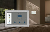 A wall-mounted 5″ Wi-Fi Touchscreen Smart Home Control Panel ~ controlPanelM by Blebox displaying a shutter adjustment interface.