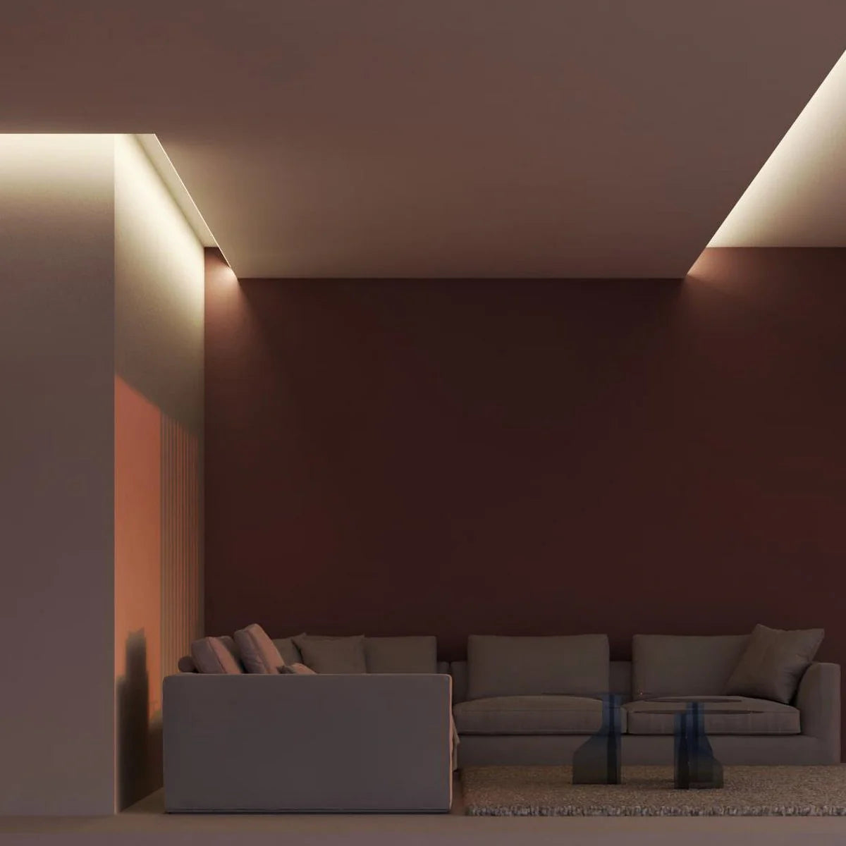 Architectural cove lighting using integrated linear LED strip