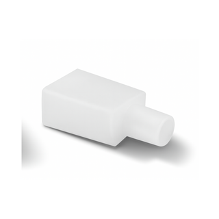The End Cap for Neon Flex Ultra Slim Series, a white rectangular plastic cap with a cylindrical extension and IP44 Ingress Protection, is shown lying on its side against a plain white background.