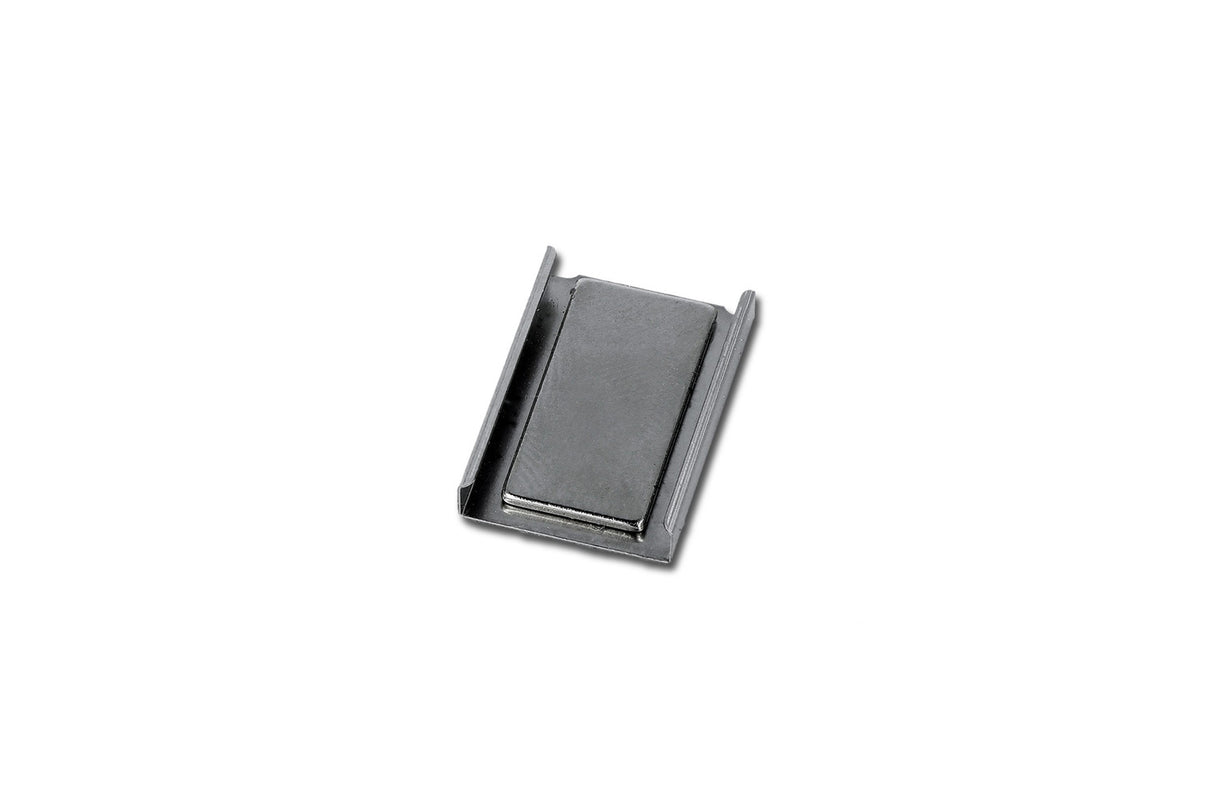 Magnetic Holders for LED Profiles: small, rectangular metal clips with raised edges designed for secure LED profile mounting, shown on a white background.