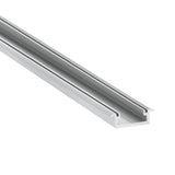 The 0.53" Small Recessed LED Channel ~ Model Frankfurt features a silver aluminum U-shaped profile with a flat bottom and parallel sides with lip edges, perfect for minimalist lighting or housing LED strips and components.